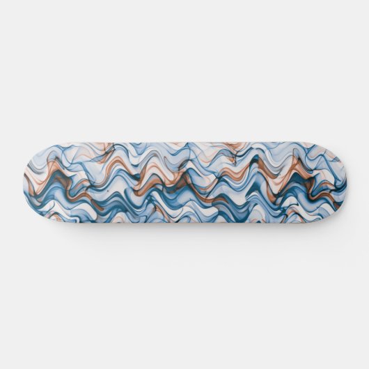 Blue and Oranje Wavy Curvy Lined Pattern Persoonlijk Skateboard (Horizontaal)