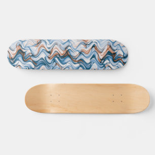Blue and Oranje Wavy Curvy Lined Pattern Persoonlijk Skateboard