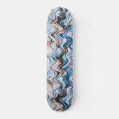 Blue and Oranje Wavy Curvy Lined Pattern Persoonlijk Skateboard (Voorkant)