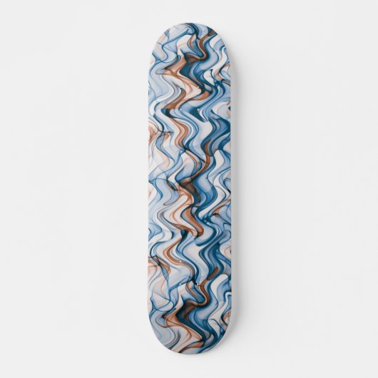 Blue and Oranje Wavy Curvy Lined Pattern Persoonlijk Skateboard (Voorkant)