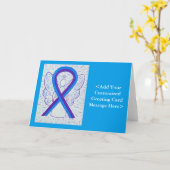 Blue and Paars Awareness Ribbon Personalised Kaart (Gele Bloem)