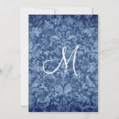 Blue and Paars Damask Wedding Invitation R431 Kaart (Achterkant)