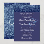 Blue and Paars Damask Wedding Invitation R431 Kaart (Voorkant / Achterkant)