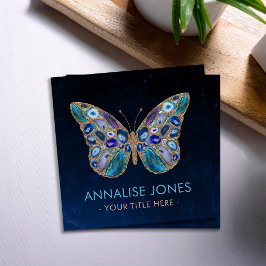 Blue and Paars Geodes Butterfly Square Business C Vierkante Visitekaartje