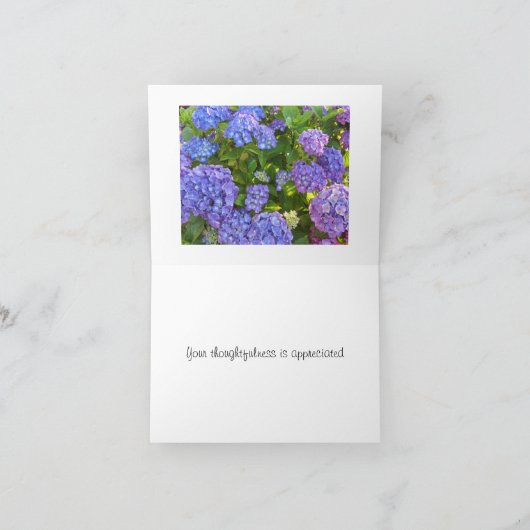 Blue and Paars Hydrangea Dank je Bedankkaart (Binnen)