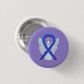 Blue and Paars Ribbon Awareness Angel Pins Ronde Button 3,2 Cm (Voorkant /achterkant)