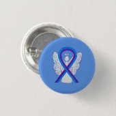 Blue and Paars Ribbon Awareness Angel Pins Ronde Button 3,2 Cm (Voorkant /achterkant)