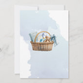 Blue and Peach Floral Boy Baby shower Invitation Kaart (Achterkant)