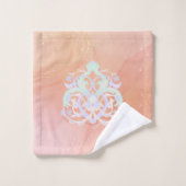 Blue and Peach Floral Garden Art Bad Handdoek (Wasdoekje)