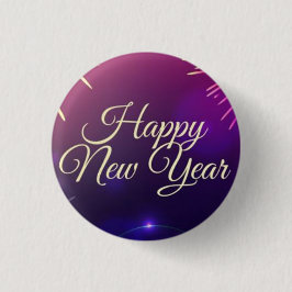Blue And Pin New Year Pins Ronde Button 3,2 Cm