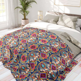 Blue and Pink Bohemian Tribal Fleece Deken