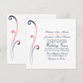 Blue and Pink Faded Vourish Wedding Invitation Kaart (Voorkant / Achterkant)