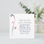 Blue and Pink Faded Vourish Wedding Invitation Kaart (Staand voorkant)