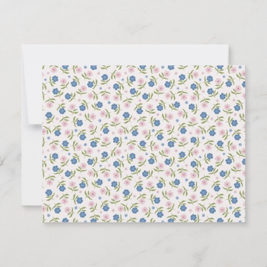 Blue and Pink Floral Hand Drawn Scallop note card Kaart (Achterkant)