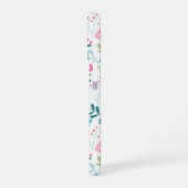 Blue and Pink Floral Pattern with Monogram Name iPhone 16 Hoesje (Linkerkant)