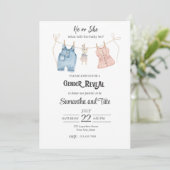 Blue and Pink Gender Reveal Invitation Kaart (Staand voorkant)