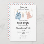 Blue and Pink Gender Reveal Invitation Kaart (Voorkant / Achterkant)