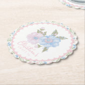 Blue and Pink Grandmillennial Floral Sweet 16 Kartonnen Onderzetters (Gekanteld)