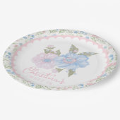 Blue and Pink Grandmillennial Floral Sweet 16 Papieren Bordje (Gekanteld)