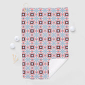 Blue and pink hues geometric patterned  golfhanddoek (Insitu)