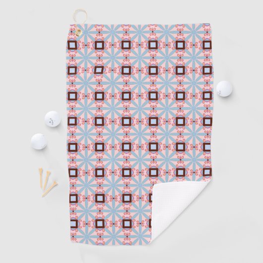 Blue and pink hues geometric patterned  golfhanddoek (Insitu)