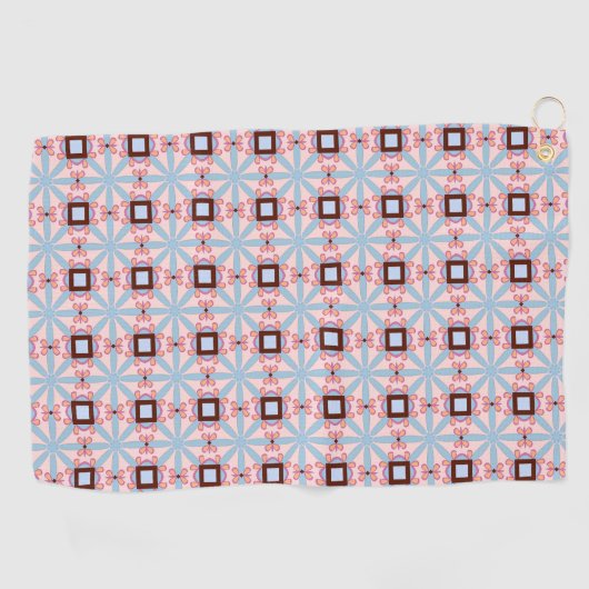 Blue and pink hues geometric patterned  golfhanddoek (Horizontaal)