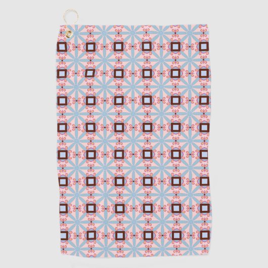 Blue and pink hues geometric patterned  golfhanddoek (Voorkant)