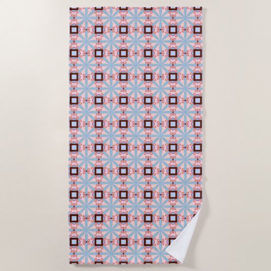 Blue and pink hues geometric patterned  strandlaken (Voorkant)