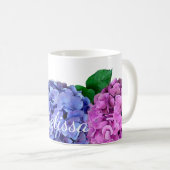 Blue and Pink Hydrangea Flowers, gepersonaliseerd Koffiemok (Voorkant rechts)