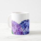 Blue and Pink Hydrangea Flowers, gepersonaliseerd Koffiemok (Voorkant links)