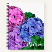 Blue and Pink Hydrangea Flowers, gepersonaliseerd Notitieboek (Voorkant)