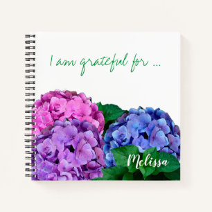 Blue and Pink Hydrangea Flowers, gepersonaliseerd Notitieboek