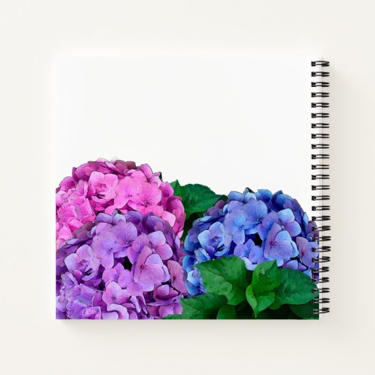 Blue and Pink Hydrangea Flowers, gepersonaliseerd Notitieboek (Achterkant)
