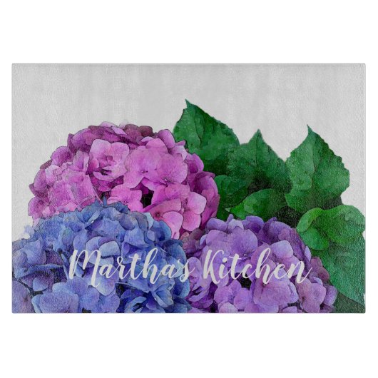 Blue and Pink Hydrangea Flowers, gepersonaliseerd Snijplank (Voorkant)