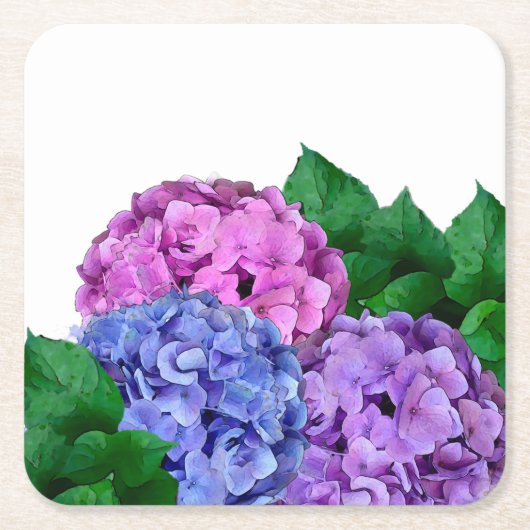 Blue and Pink Hydrangea Flowers Kartonnen Onderzetters (Voorkant)