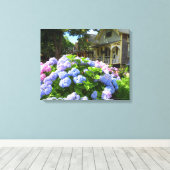 Blue and Pink Hydrangeas - Martha's wijngaard Canvas Afdruk (Insitu (Houten vloer))