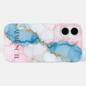 Blue and Pink Marble with Gold Veins Case-Mate iPhone Case (Achterkant (horizontaal))