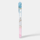 Blue and Pink Marble with Gold Veins Case-Mate iPhone Case (Achterkant / Links)