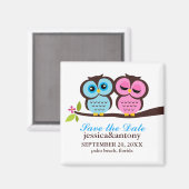 Blue and Pink Owls Wedding Magneet (Voorkant / Achterkant)