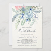 Blue and Pink Peony Bridal Brunch Kaart (Voorkant)