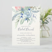 Blue and Pink Peony Bridal Brunch Kaart (Staand voorkant)