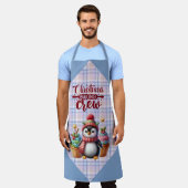 Blue and Pink Plaid Penguin Cupcakes Baking Crew Schort (Gedragen)