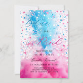 Blue and Pink Smoke and Confetti Gender Reveal Kaart (Voorkant)
