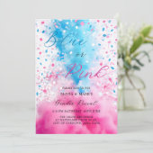 Blue and Pink Smoke and Confetti Gender Reveal Kaart (Staand voorkant)