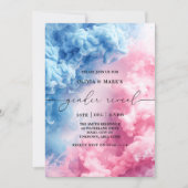 Blue and Pink Smoke Baby Geslacht onthullen uitnod Kaart (Voorkant)