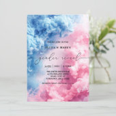 Blue and Pink Smoke Baby Geslacht onthullen uitnod Kaart (Staand voorkant)