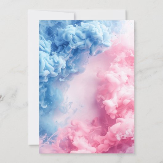 Blue and Pink Smoke Baby Geslacht onthullen uitnod Kaart (Achterkant)