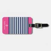 Blue and Pink Striped Nautical Pattern Bagagelabel (Voorkant horizontaal)