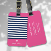 Blue and Pink Striped Nautical Pattern