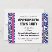 Blue and Pink Swirl Hen Party Invite Kaart (Voorkant)